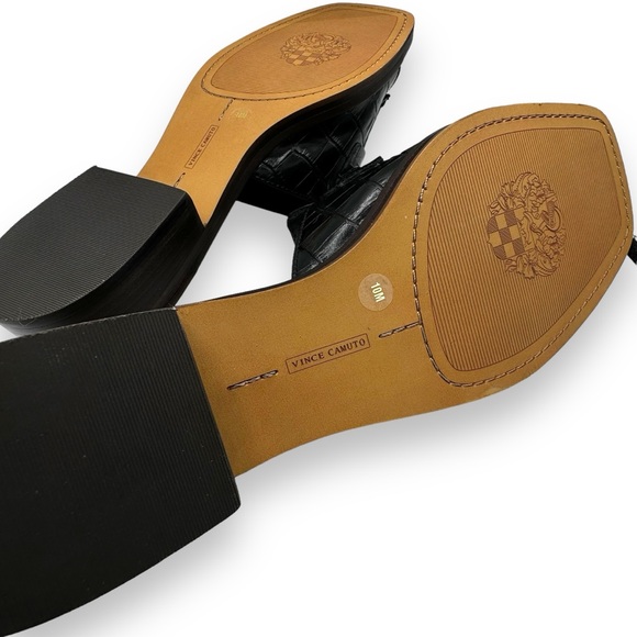 Vince Camuto Jenivey Embossed Slide Loafer Sandals, Black Crocodile, Size 10 - Picture 10 of 11